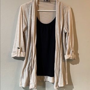 Cardigan Top (One Piece)/ Black and Tan